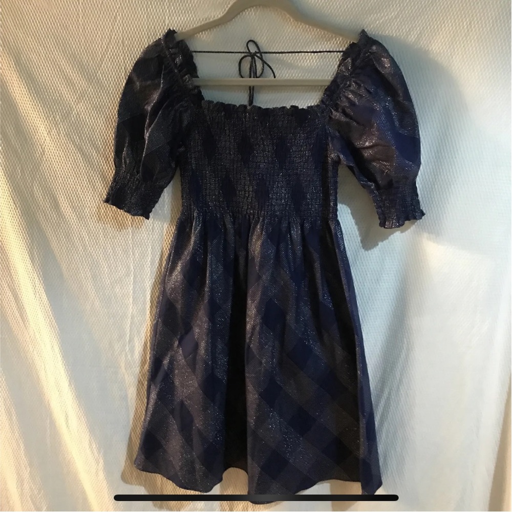HILL HOUSE ATHENA NAP DRESS SIZE XS NAVY/METALLIC  excellent condition HOLIDAY